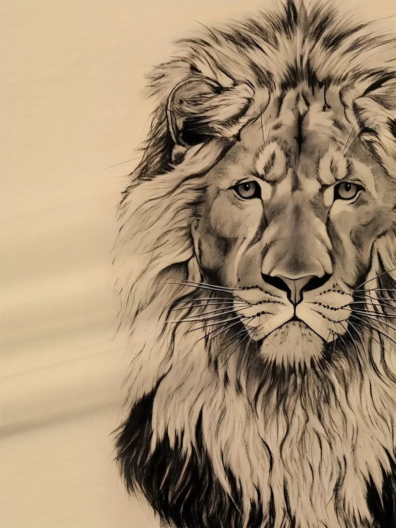 Men's Bold Lion 3D Print T-Shirt - Oversized, Short Sleeve, Crew Neck Tee with Asymmetrical Design