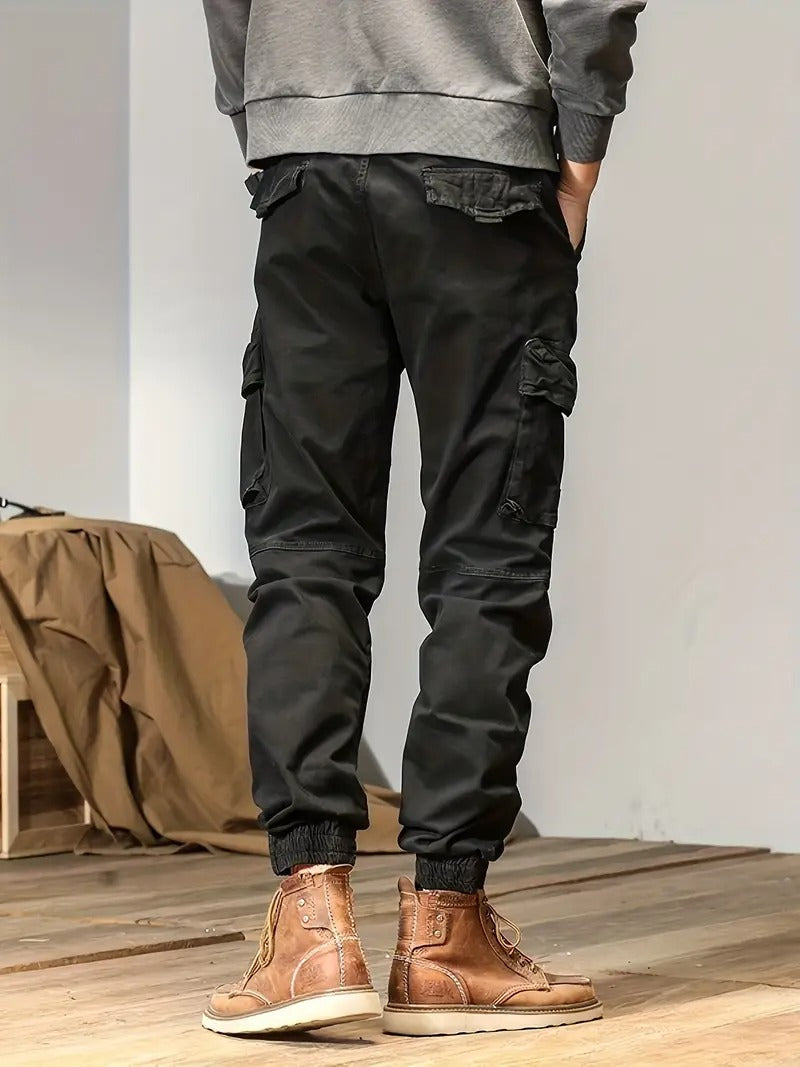 CAAYU Men's Tactical Joggers - Versatile Green Cargo Pants with Multiple Pockets, Durable Cotton Blend, Comfort Fit for Casual