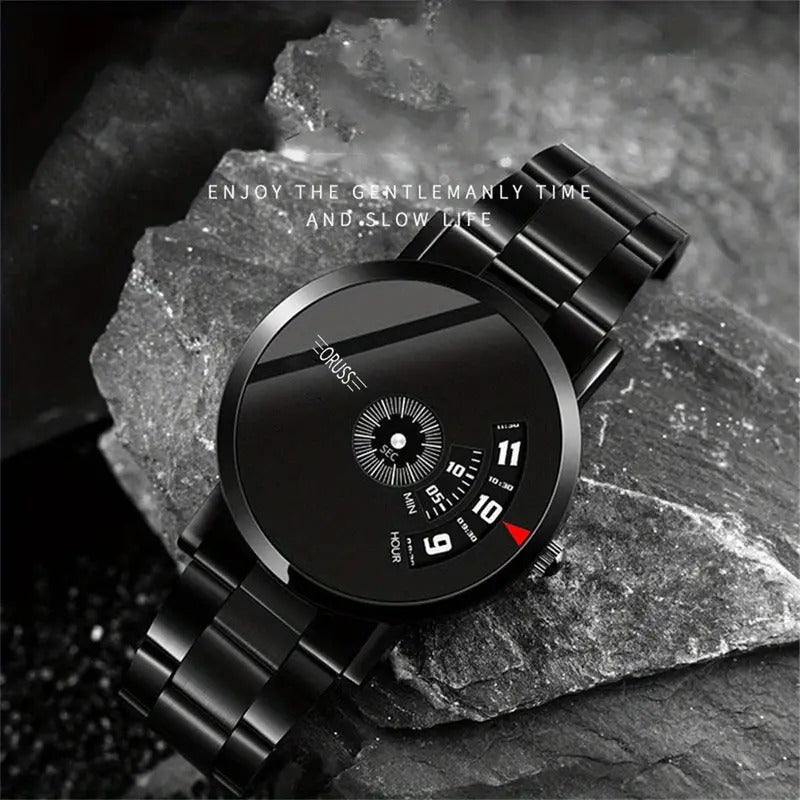 Men's Black Fashion Students Cool Watch, Shining top glass and velvet padding