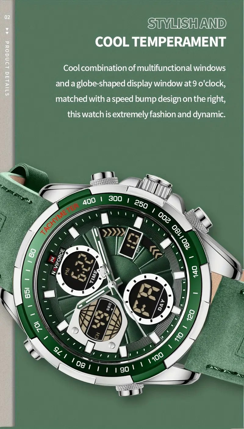 NAVIFORCE Men's Wrist Watch, Dual Display