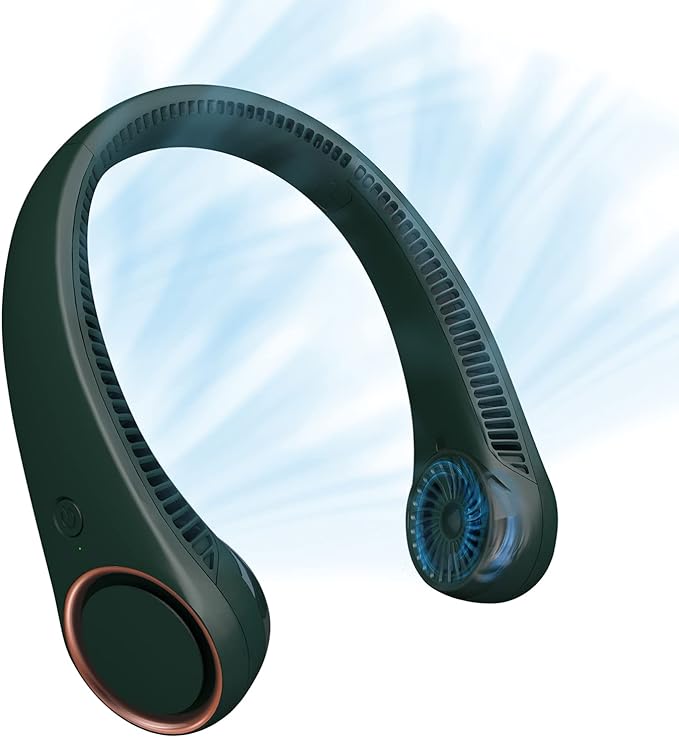 Portable neck hanging fan wearable