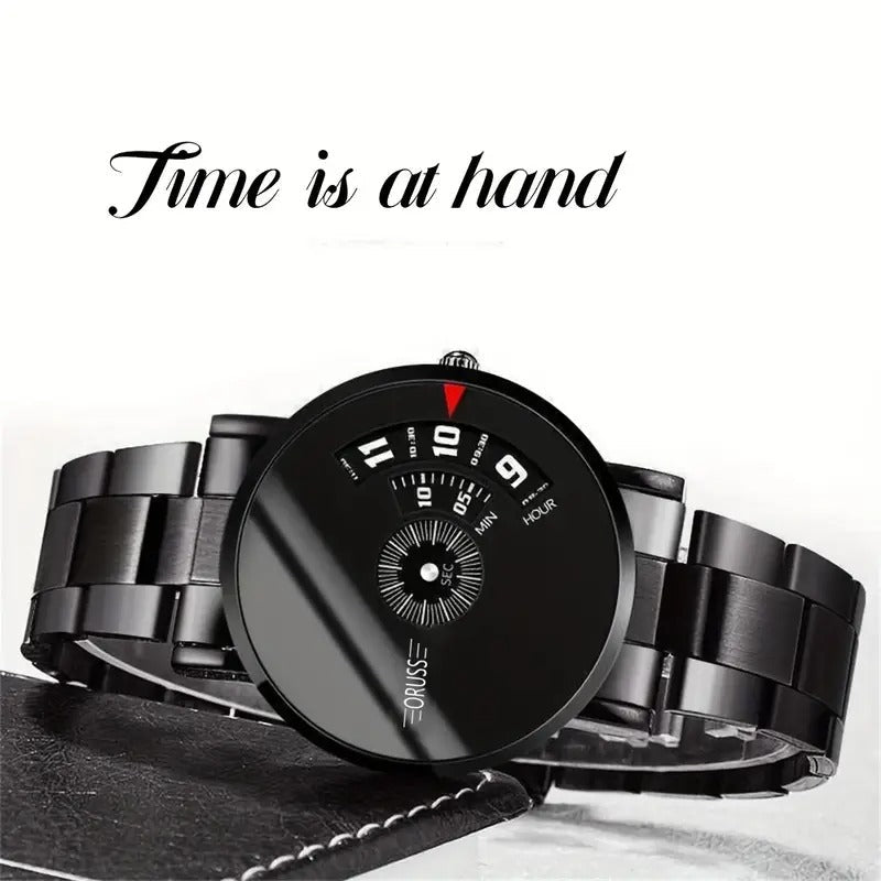 Men's Black Fashion Students Cool Watch, Shining top glass and velvet padding