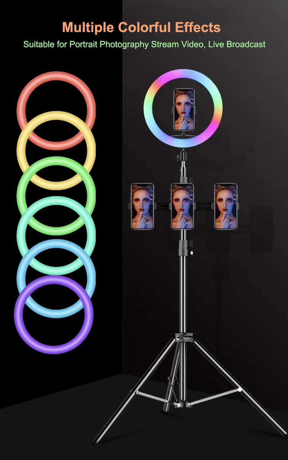 MJ36 14.1" RGB LED Ring Light – Multi-Color with Phone Clip (Stand Not Included)