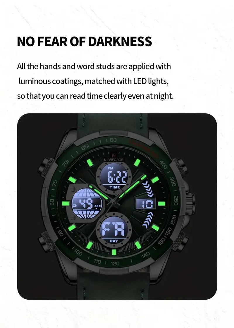 NAVIFORCE Men's Wrist Watch, Dual Display