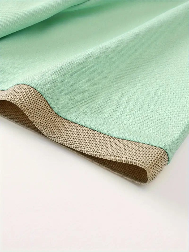 New Pattern Hot Selling Khaki Collar Pink Color Matching Fashion Shirt Short Sleeve Turnover Shirt Mature Men's