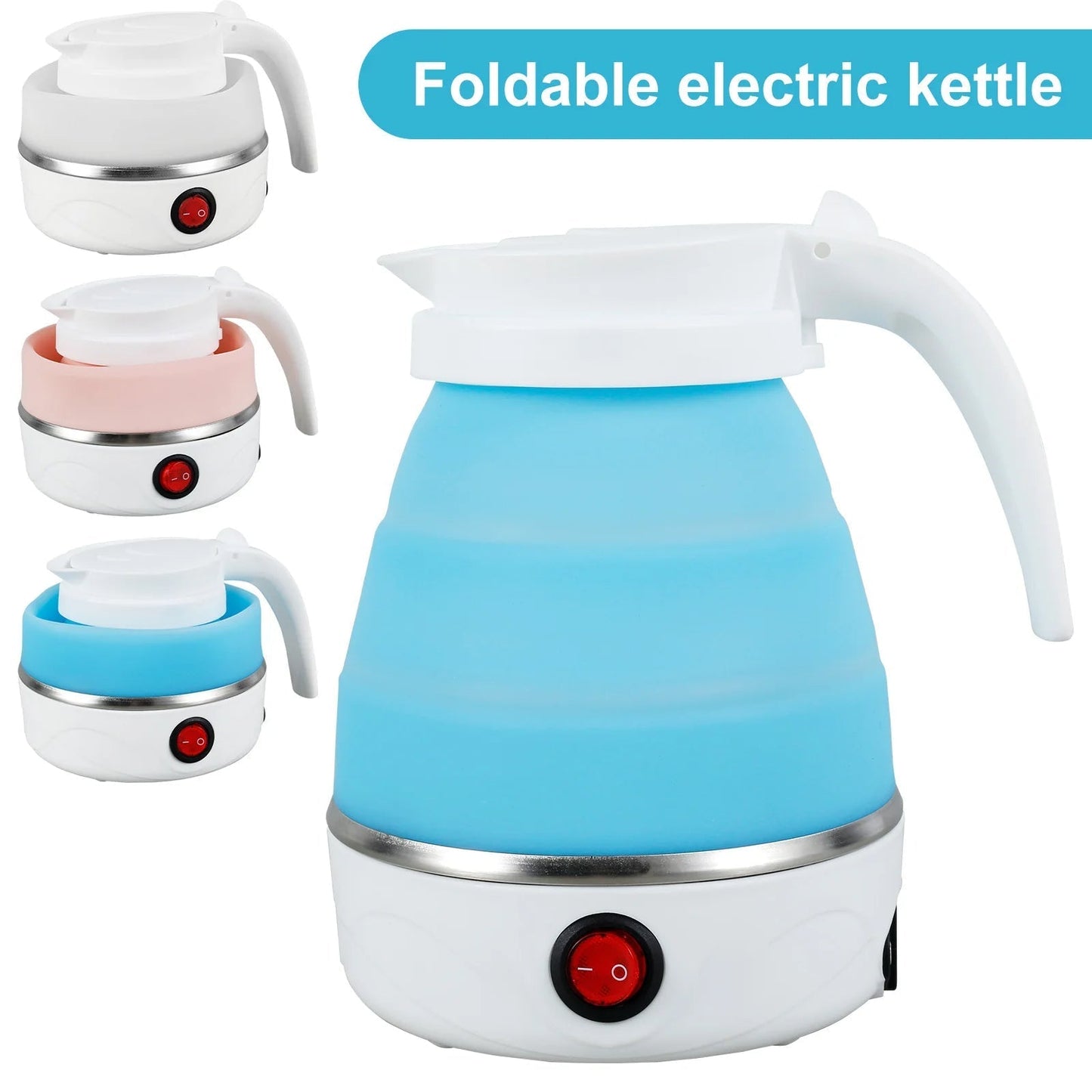 Mini Folding Electric Kettle Portable Leakproof Silicone 600ml 600W