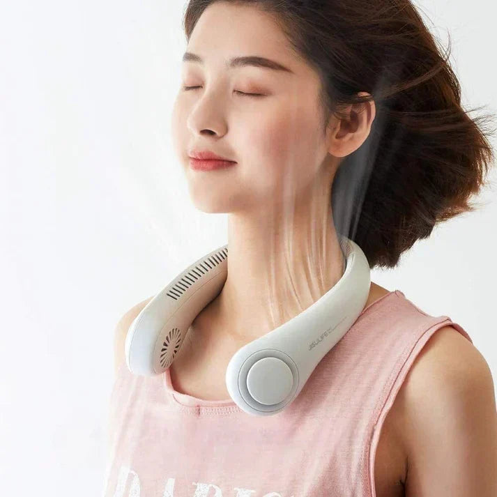 Portable neck hanging fan wearable