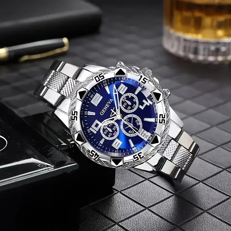 Free shipping for you Limited-time offer 1pc Men'S Business Watch - Fashionable Round Stainless Steel Quartz Strap Watch with Electronic Movement, Ideal for Office and Formal Occasions - Perfect Gift for Professional