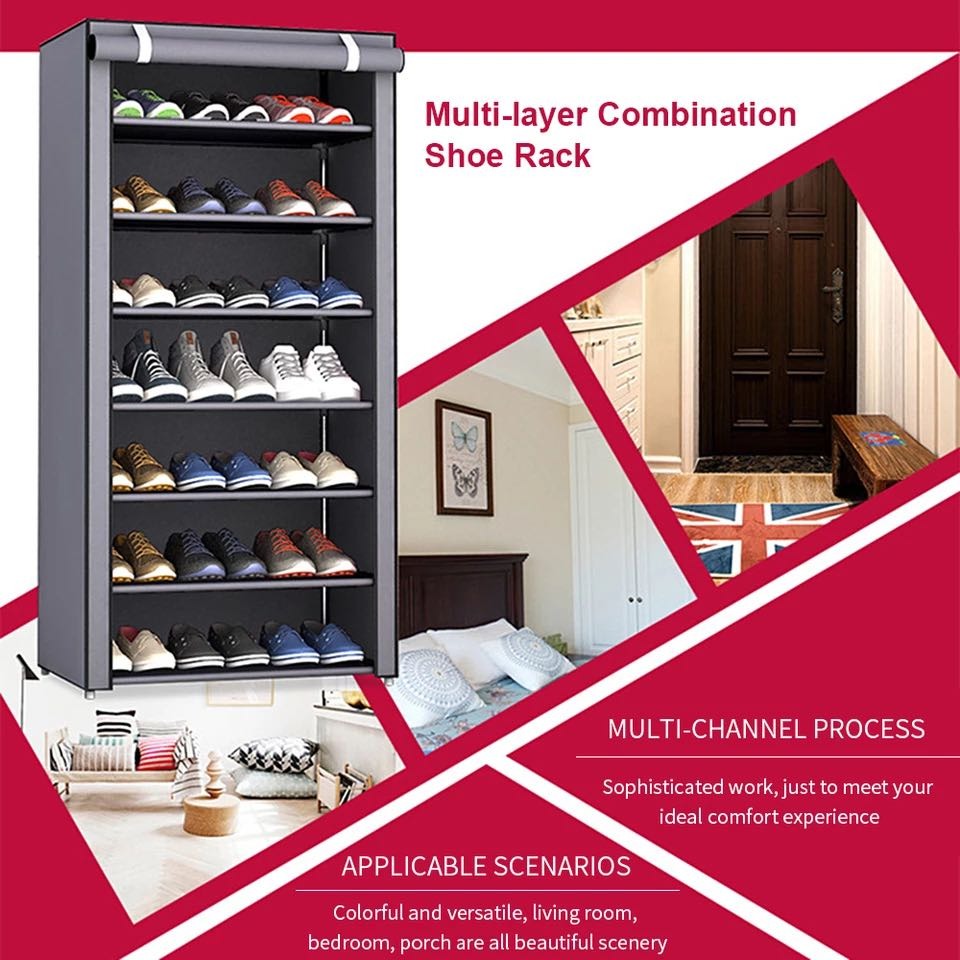 6-layer Cabinet Shoes Organizer With Dust Proof Cover