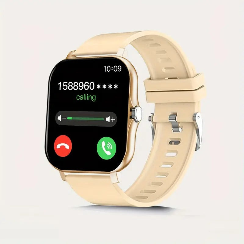 Elegant Unisex Smartwatch with Multiple Sports Modes, 4.65cm Display, Wireless Call, USB Charging, Alloy Body & Silicone Strap