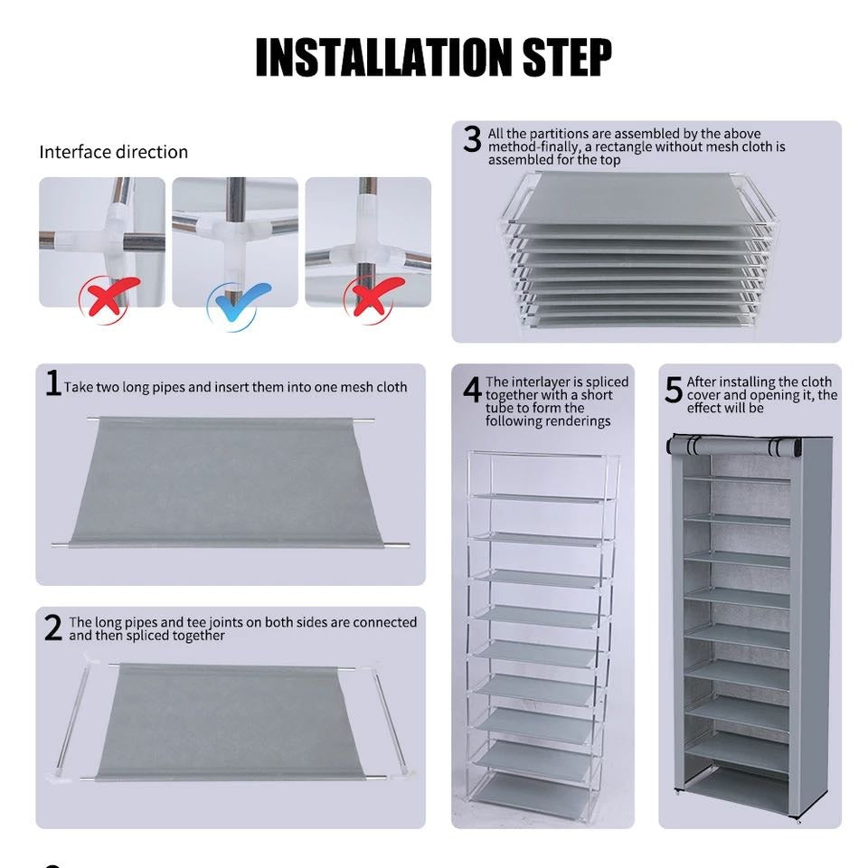 6-layer Cabinet Shoes Organizer With Dust Proof Cover