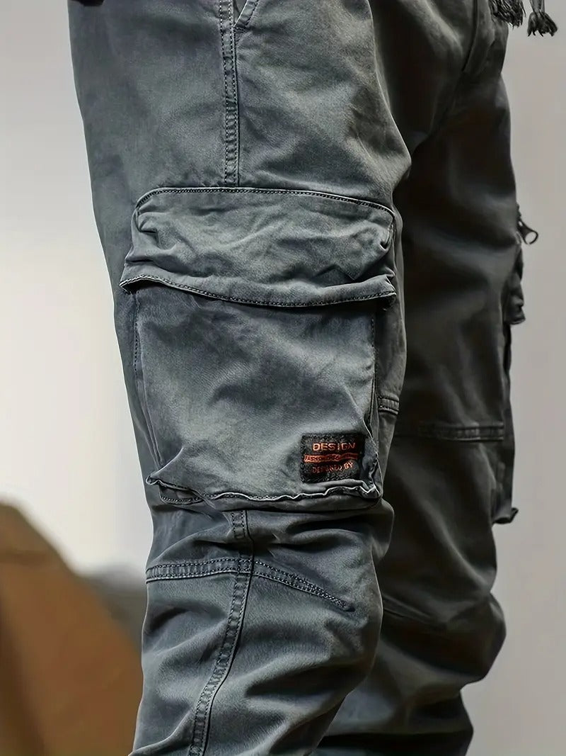 CAAYU Men's Tactical Joggers - Versatile Green Cargo Pants with Multiple Pockets, Durable Cotton Blend, Comfort Fit for Casual