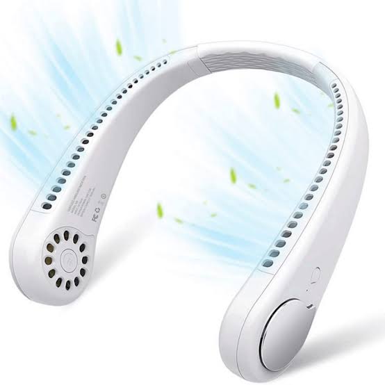 Portable neck hanging fan wearable