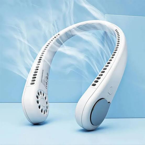 Portable neck hanging fan wearable