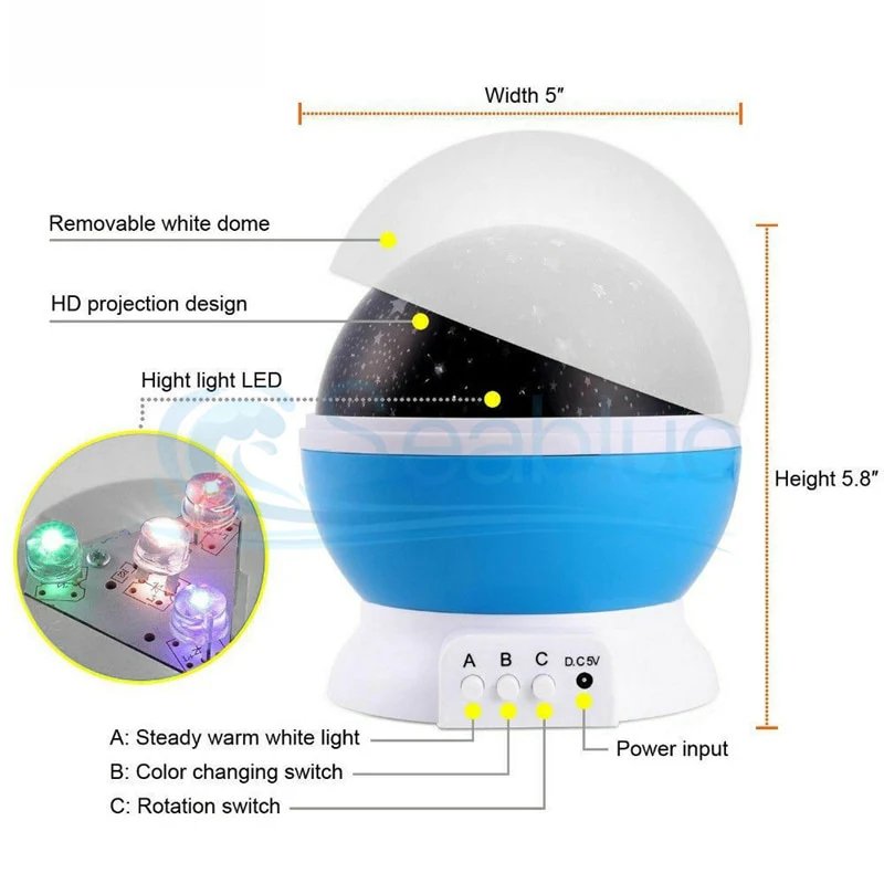 LED Rotating Starry Sky Star Master USB Projector Lamp