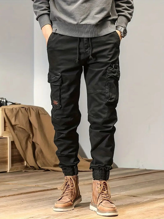 CAAYU Men's Tactical Joggers - Versatile Green Cargo Pants with Multiple Pockets, Durable Cotton Blend, Comfort Fit for Casual