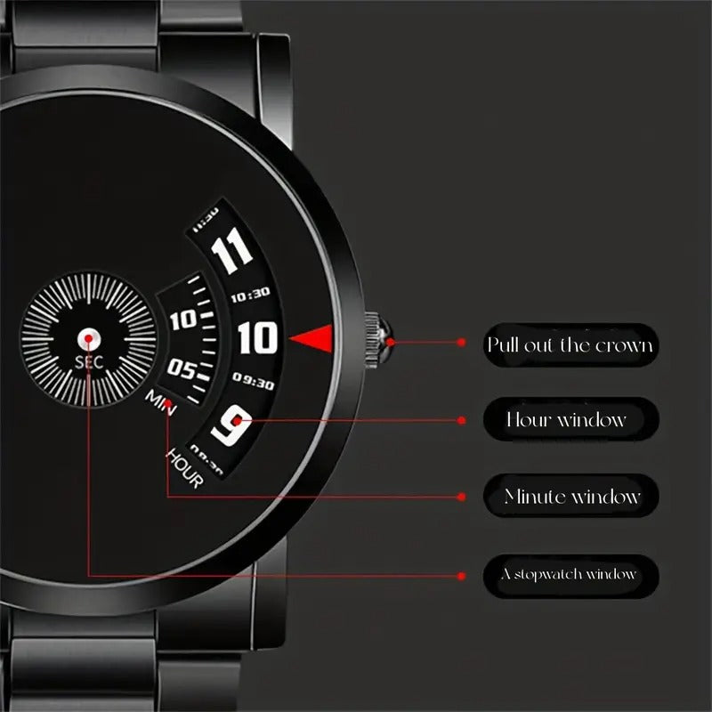 Men's Black Fashion Students Cool Watch, Shining top glass and velvet padding