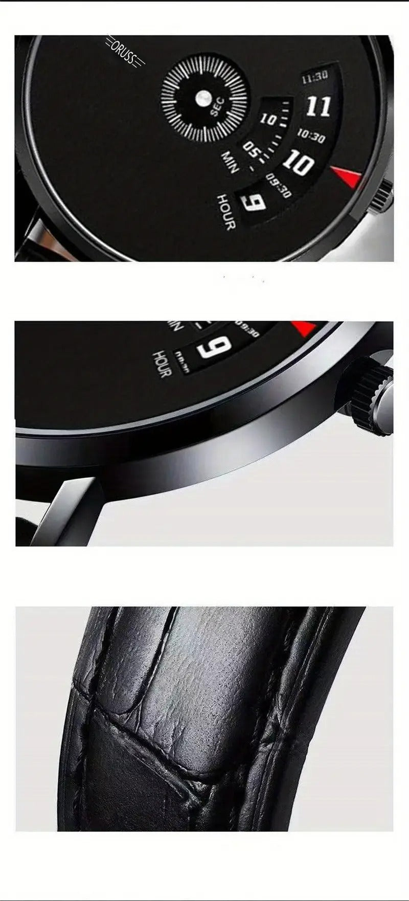 Men's Black Fashion Students Cool Watch, Shining top glass and velvet padding