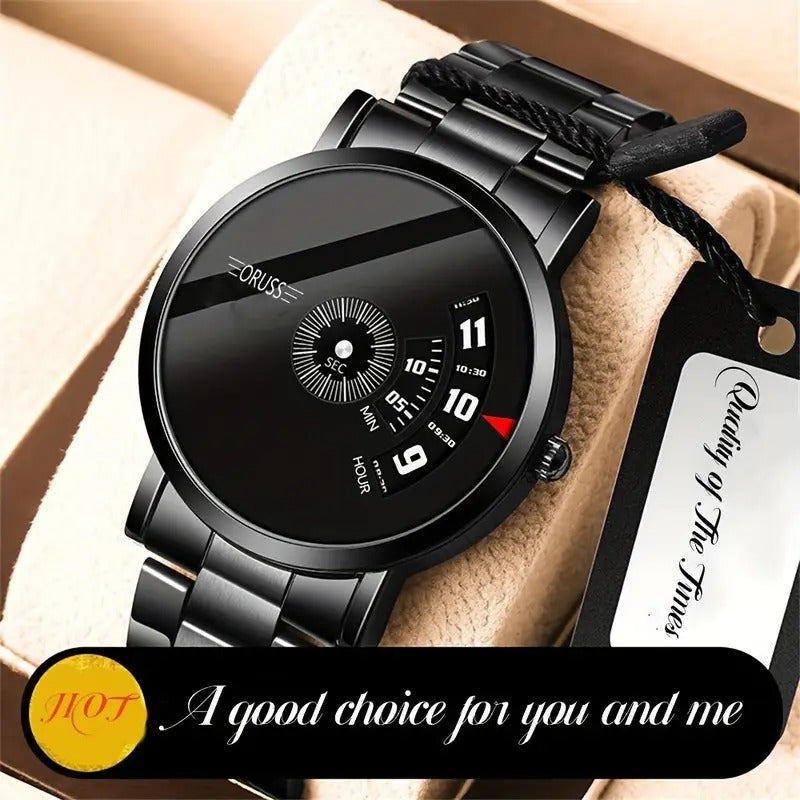 Men's Black Fashion Students Cool Watch, Shining top glass and velvet padding