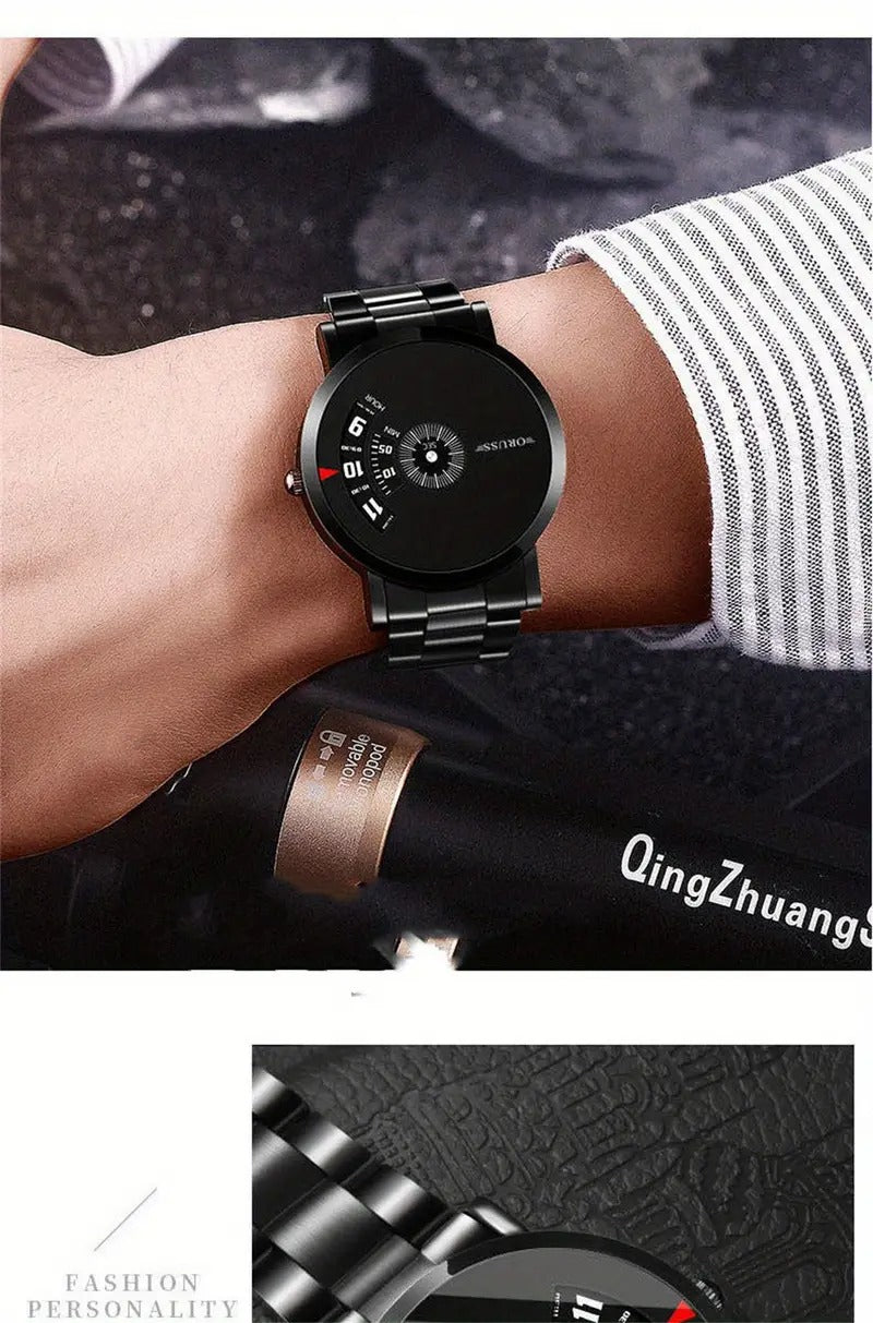 Men's Black Fashion Students Cool Watch, Shining top glass and velvet padding