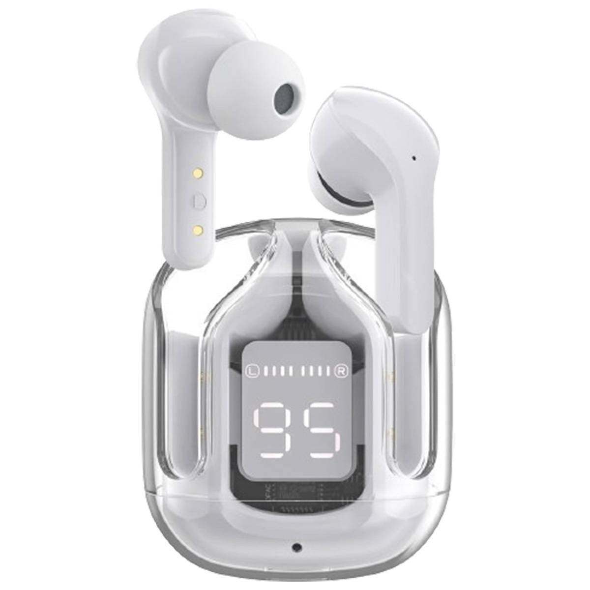 Air 31 TWS Wireless Earbuds – Transparent Bluetooth Earbuds, Airpods Style, Noise-Canceling, Premium Sound Quality with Free Pouch & Lanyard