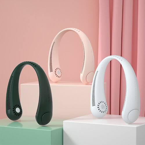 Portable neck hanging fan wearable